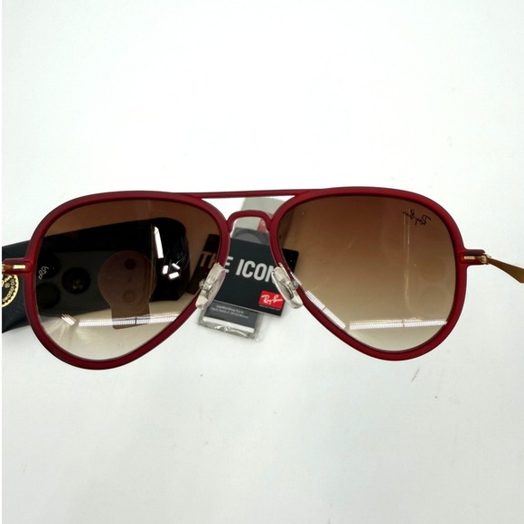 NEW Ray-Ban RB4211 Light Aviator Sunglasses Matte Bordeaux Red Gold 6122/13 56mm main image 4